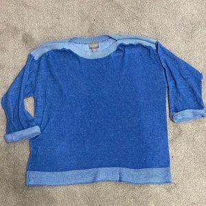 Chico’s Blue Boatneck 3/4 Sleeve Sweater Top Size L